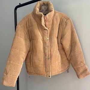 7 For All Mankind Beige Corduroy Puffer Jacket size S